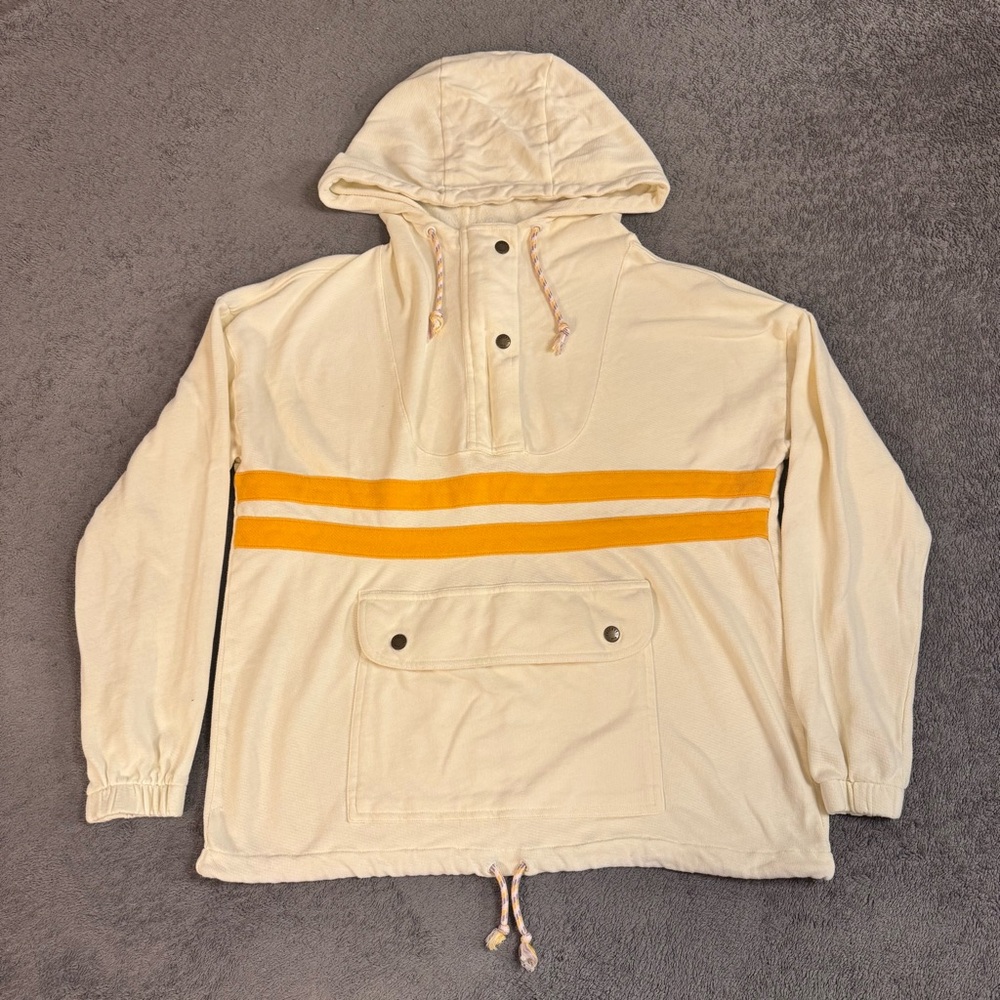 Faherty Womens Daybreak French Terry Hoodie 1/4 Snap Kangaroo Pocket Medium - Picture 5 of 16